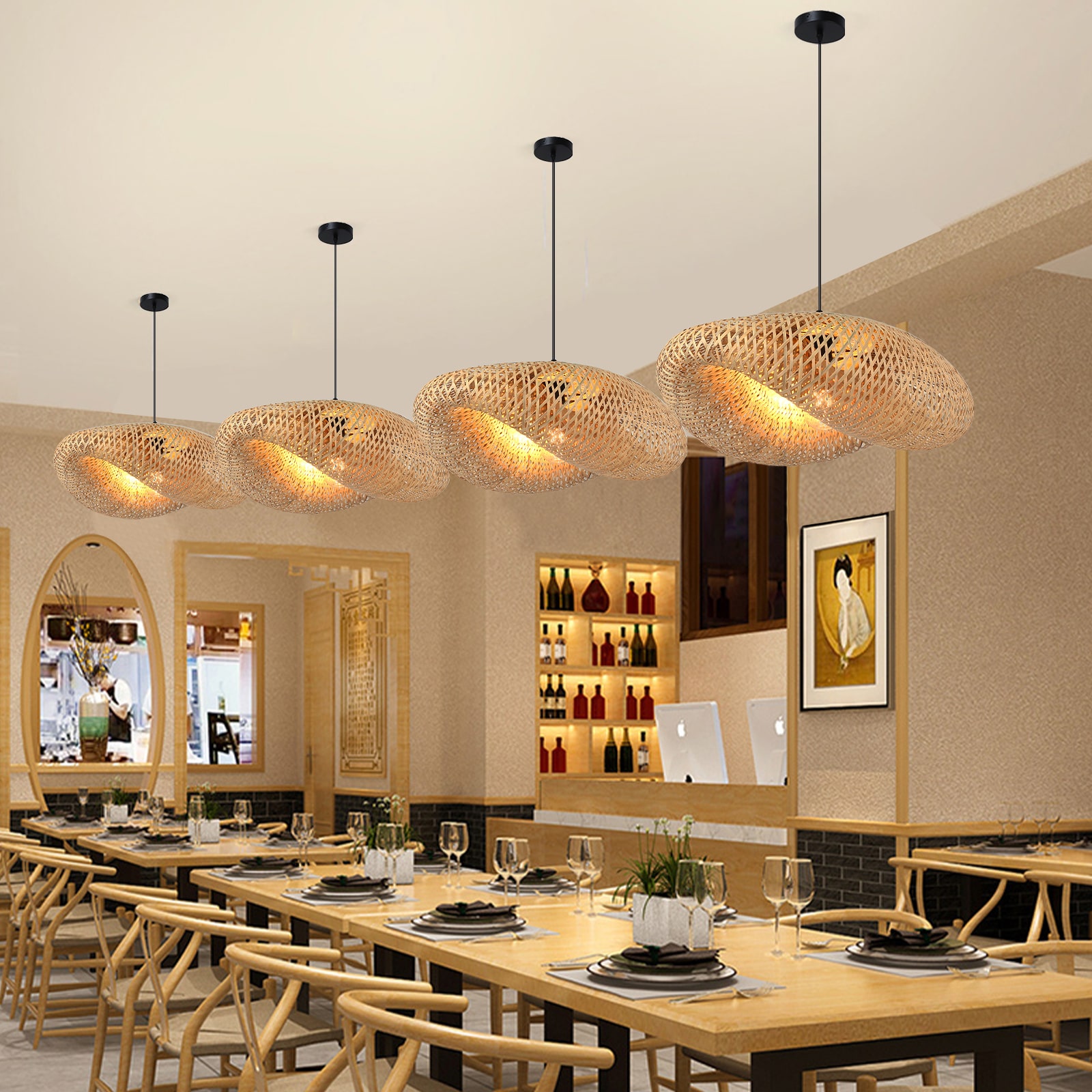 Comprar lámpara colgante de mimbre VIMET E27 de estilo vintage